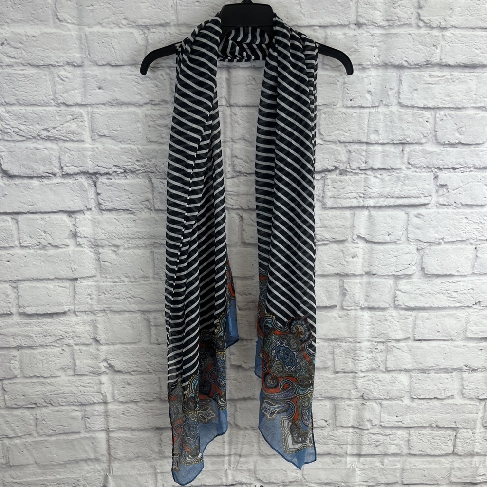 Banana Republic NWT Coastal Boho Paisley & Striped Lightweight Scarf One Size - Picture 6 of 9